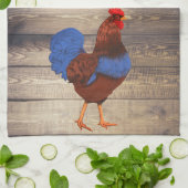 Rustic Farmhouse Rooster & Barn Wood Planks Theedoek (Gevouwen)