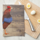 Rustic Farmhouse Rooster & Barn Wood Planks Theedoek (Quarter Fold)