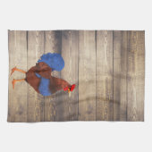 Rustic Farmhouse Rooster & Barn Wood Planks Theedoek (Horizontaal)