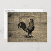 Rustic Farmhouse Rooster Barnwood Briefkaart (Voorkant / Achterkant)