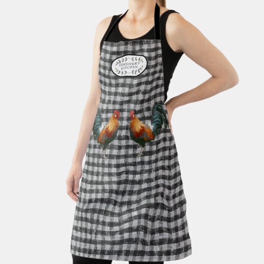 Rustic Farmhouse Rooster Black in White Kitchen Schort (Insitu)