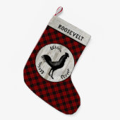 Rustic Farmhouse Rooster Buffalo Pset Custom Name Kleine Kerstsok (Voorkant (Hangend))