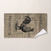 Rustic Farmhouse Rooster Familienaam Barn Wood Handdoek (Handdoek)