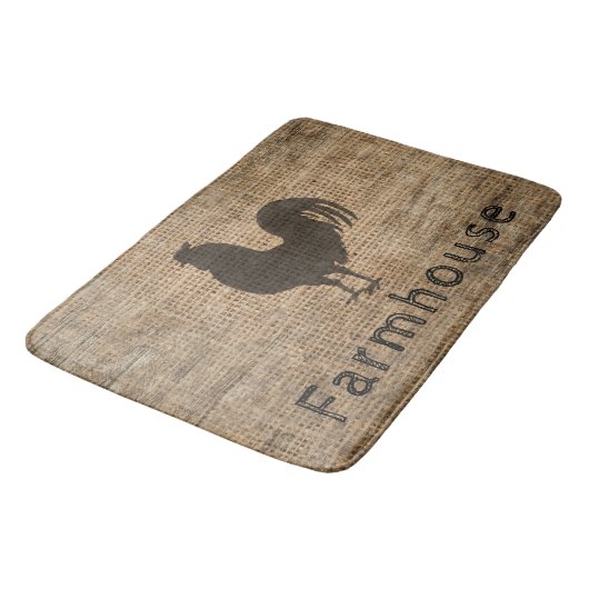 Rustic Farmhouse Rooster Land Rustic Burlap Badmat (Gekanteld)