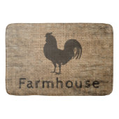 Rustic Farmhouse Rooster Land Rustic Burlap Badmat (Voorkant)