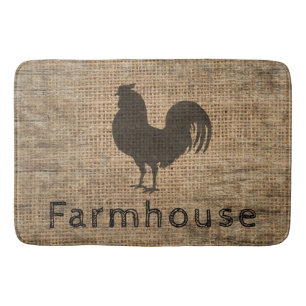 Rustic Farmhouse Rooster Land Rustic Burlap Badmat