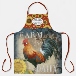 Rustic Farmhouse Rooster n Sunflower Kitchen Schort
