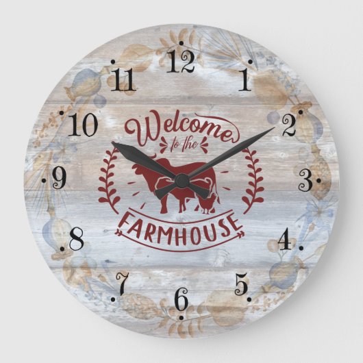 Rustic Farmhouse Rooster Wall Clock Grote Klok (Voorkant)