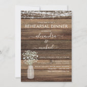Rustic Farmhouse String Lights Rehearsal Dinner Kaart (Voorkant)