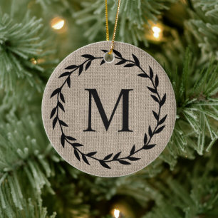 Rustic Farmhouse Style Burlap Keramisch Ornament