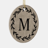 Rustic Farmhouse Style Burlap Keramisch Ornament (Rechts)