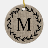 Rustic Farmhouse Style Burlap Keramisch Ornament (Voorkant)
