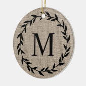 Rustic Farmhouse Style Burlap Keramisch Ornament (Links)