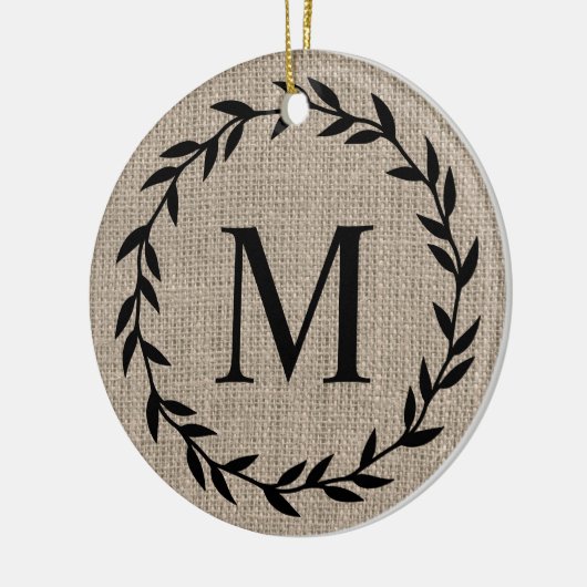 Rustic Farmhouse Style Burlap Keramisch Ornament (Links)