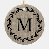 Rustic Farmhouse Style Burlap Keramisch Ornament (Achterkant)