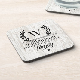 Rustic Farmhouse Style Monogramed Familienaam Bier Onderzetter