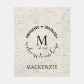 Rustic Farmhouse Style Monogramed Familienaam Fleece Deken (Voorkant)