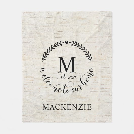 Rustic Farmhouse Style Monogramed Familienaam Fleece Deken (Voorkant)