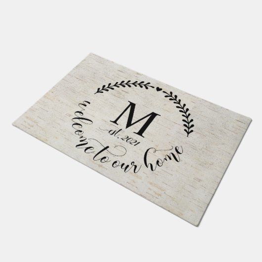 Rustic Farmhouse Style Monogrammed Wood Deurmat (Schuin)