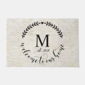 Rustic Farmhouse Style Monogrammed Wood Deurmat (Voorkant)