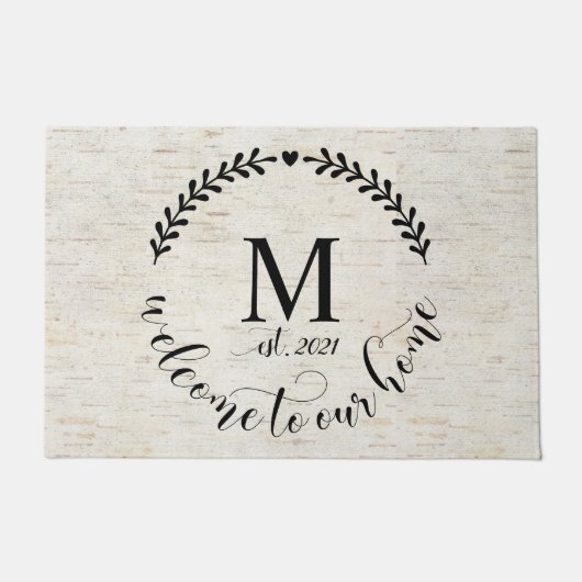 Rustic Farmhouse Style Monogrammed Wood Deurmat (Voorkant)