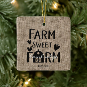Rustic Farmhouse Style Personalized Christmas Keramisch Ornament