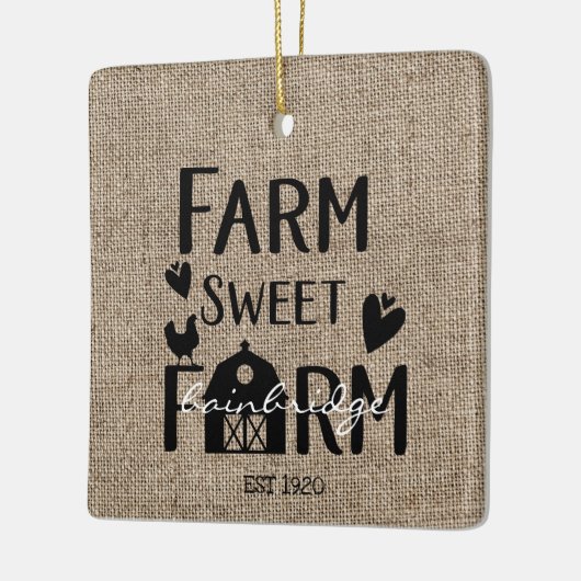 Rustic Farmhouse Style Personalized Christmas Keramisch Ornament (Links)