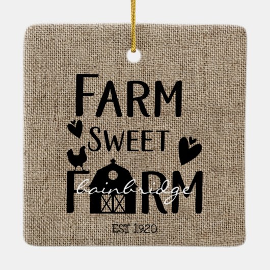 Rustic Farmhouse Style Personalized Christmas Keramisch Ornament (Achterkant)