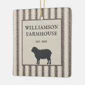 Rustic Farmhouse Style Sheep Foto Kerstmis Keramisch Ornament (Links)