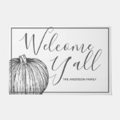 Rustic Farmhouse Style Welcome Y'all Pumpkin Deurmat (Voorkant)