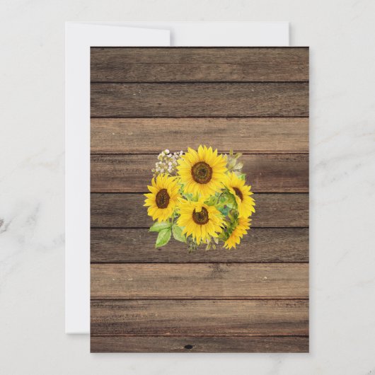 Rustic Farmhouse Sunflower String Lights Wedding Kaart (Achterkant)