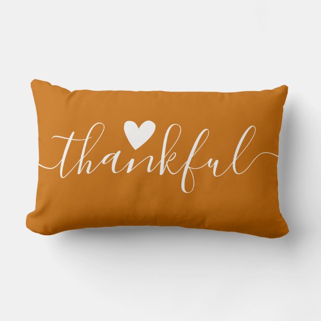 Rustic Farmhouse Thankful Oranje Thanksgiving Kussen (Voorkant)