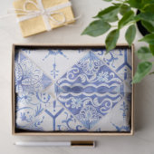 Rustic Farmhouse Tile Blue White Pattern-ontkoppel Tissuepapier (Geschenk)