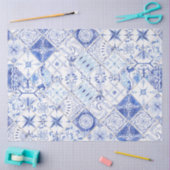 Rustic Farmhouse Tile Blue White Pattern-ontkoppel Tissuepapier (Craft)