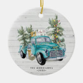 Rustic Farmhouse Truck Kerstannament Keramisch Ornament (Voorkant)