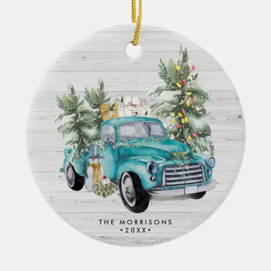 Rustic Farmhouse Truck Kerstannament Keramisch Ornament (Voorkant)
