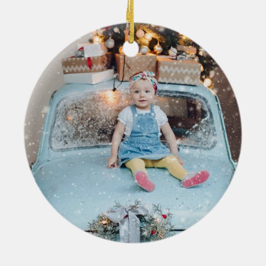 Rustic Farmhouse Truck Kerstannament Keramisch Ornament (Achterkant)