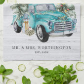 Rustic Farmhouse Truck | Kerstathee voor monogram Theedoek (Gevouwen)