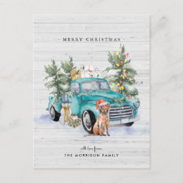 Rustic Farmhouse Truck Kerstfeestdag Briefkaart