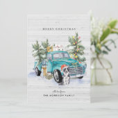 Rustic Farmhouse Truck Kerstmis Feestdagenkaart (Staand voorkant)
