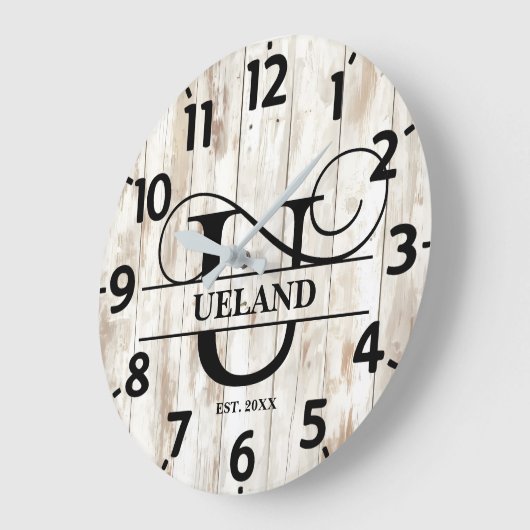 Rustic Farmhouse U Monogram Grote Klok (Hoek)