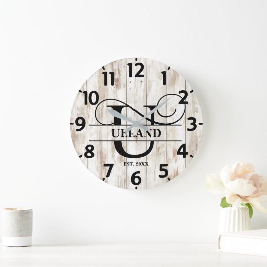 Rustic Farmhouse U Monogram Grote Klok (Huis)