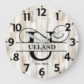Rustic Farmhouse U Monogram Grote Klok (Voorkant)