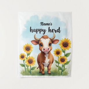 Rustic Farmhouse Wall Art - Happy Herd van [Name] Wandkleed