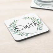 Rustic Farmhouse Waterverf Magnolia Wreatdesign Bier Onderzetter (Linkerzijde)