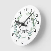 Rustic Farmhouse Waterverf Magnolia Wreatdesign Ronde Klok (Hoek)