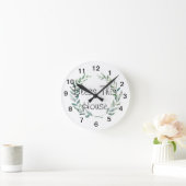 Rustic Farmhouse Waterverf Magnolia Wreatdesign Ronde Klok (Huis)