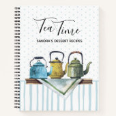 Rustic Farmhouse Waterverf Teapots Recipe Book Notitieboek (Voorkant)