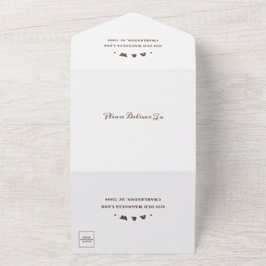 Rustic Farmhouse Weddenschap All in One Uitnodigin All In One Uitnodiging (Buitenkant)