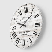 Rustic Farmhouse White Barn Wood Persoonlijke naam Grote Klok (Hoek)